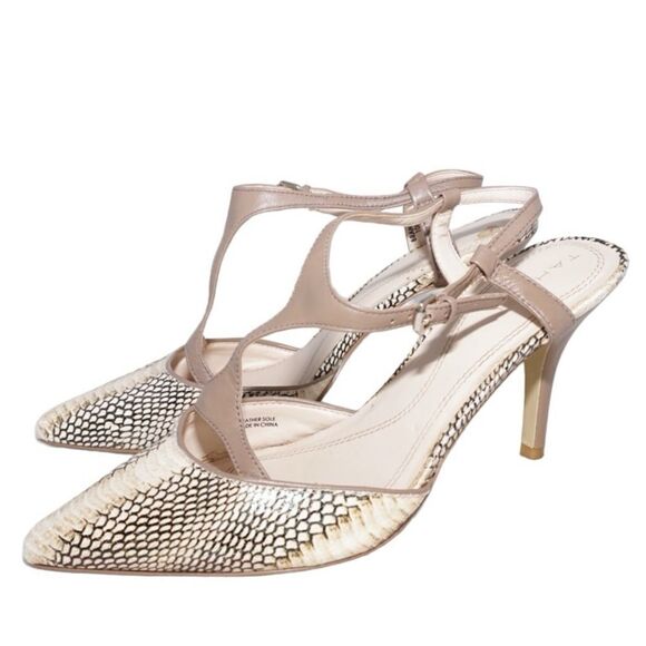 Tahari Brandy Pointed Toe Slingback Snakeskin Heels, Size 10 - Picture 1 of 11